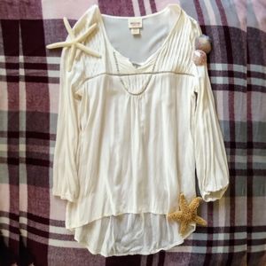 Mossimo Supply Co. Cream Peasant Blouse